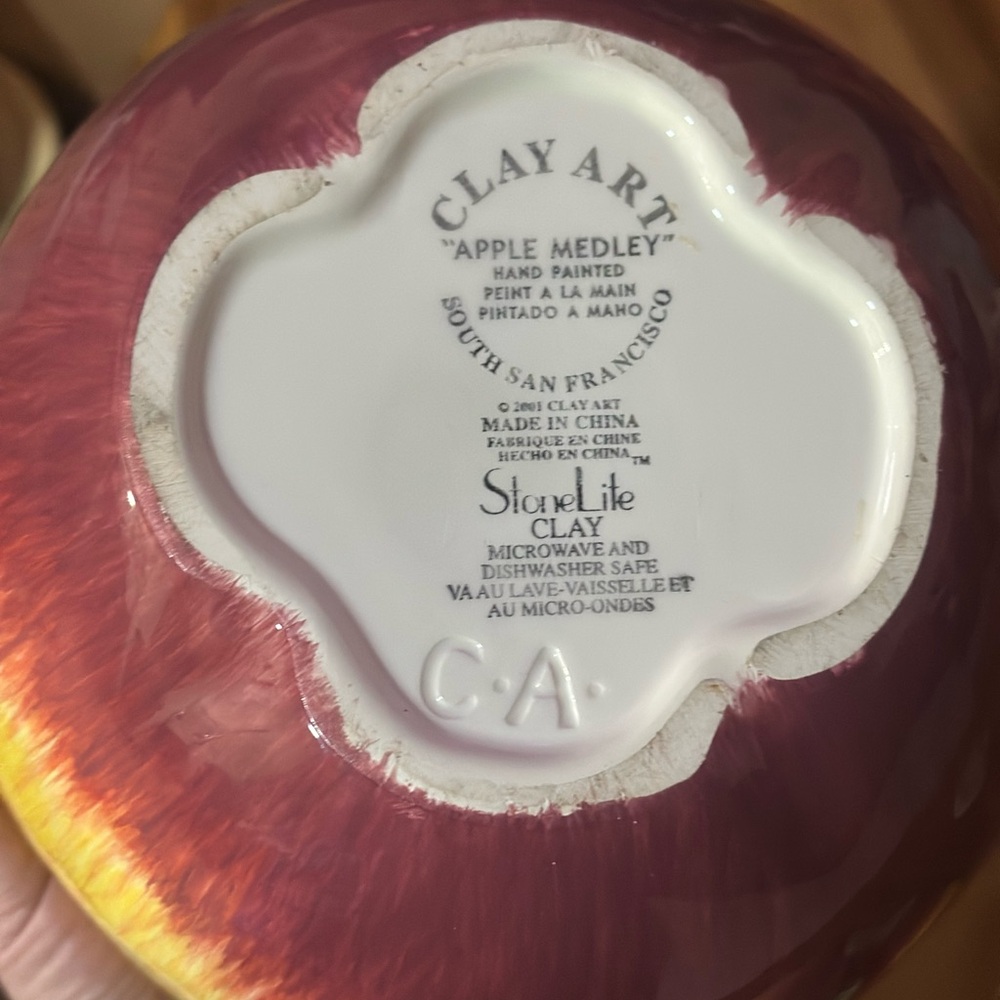 Vintage•Cookie Jar•Hand Painted•”Apple Medley”• Red and Yellow Apple• made: USA - Picture 5 of 5